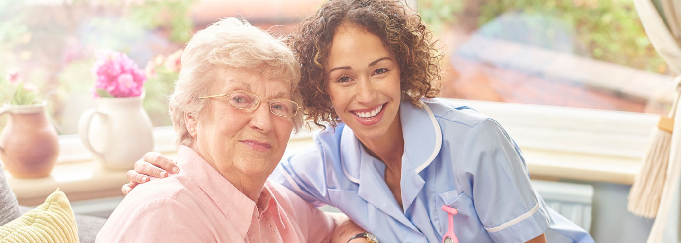 Woman with her nurse